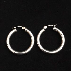 Sterling Silver Thick Hoop Earrings
